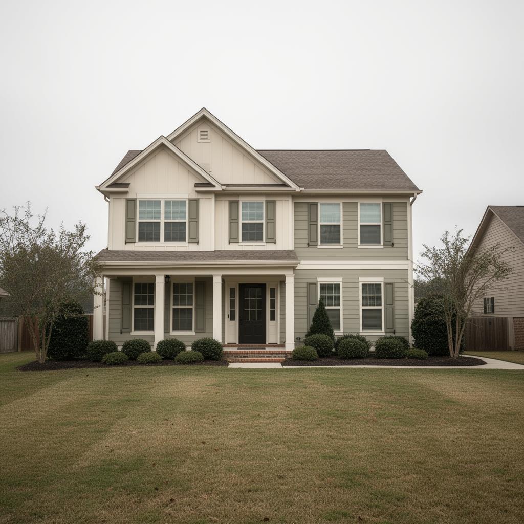 A quiet, well-kept home with a for-sale sign in the yard